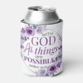 Matthew 19:26 Possible with God Purple Floral Blikjeskoeler (Blikje Voorkant)