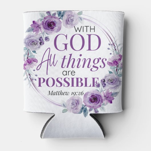 Matthew 19:26 Possible with God Purple Floral Blikjeskoeler (Voorkant)