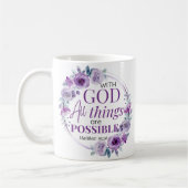 Matthew 19:26 Possible with God Purple Floral Koffiemok (Links)
