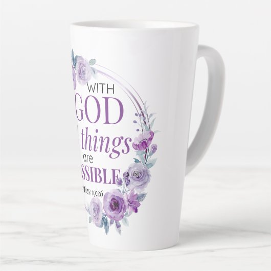 Matthew 19:26 Possible with God Purple Floral Latte Mok (Rechterhoek)
