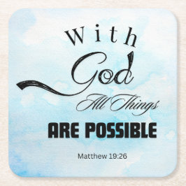 Matthew 19:26 typografie ontwerp kartonnen onderzetters