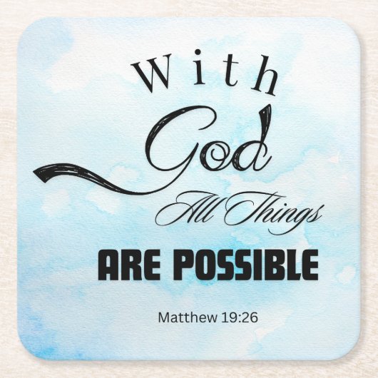 Matthew 19:26 typografie ontwerp kartonnen onderzetters (Voorkant)