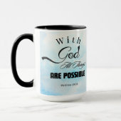 Matthew 19:26 typografie ontwerp mok (Links)