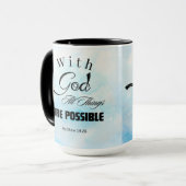 Matthew 19:26 typografie ontwerp mok (Voorkant links)