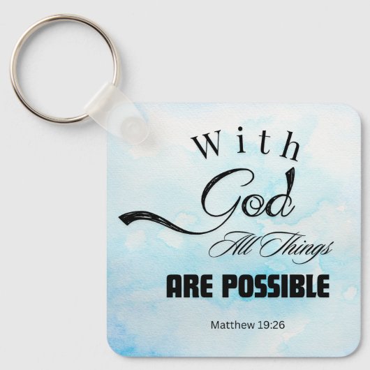 Matthew 19:26 typografie ontwerp sleutelhanger (Voorkant)