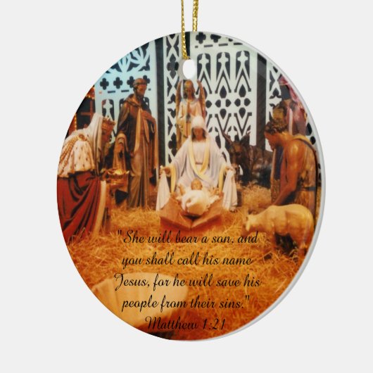 Matthew 1:21 Nativiteitsscène Ornament (Links)