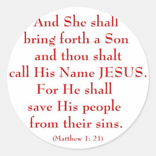 Matthew 1: 21 ronde sticker