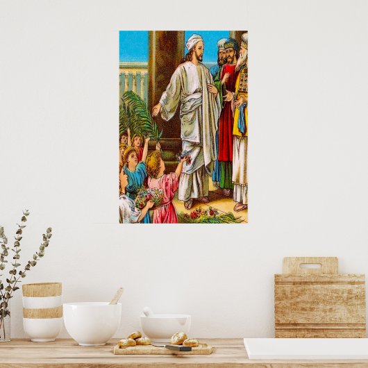 Matthew 21:15-16 De kinderen brengen Jezus poster  (Keuken)
