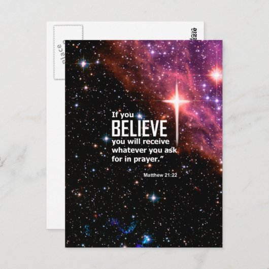 Matthew 21:22 briefkaart (Voorkant / Achterkant)