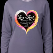Matthew 22:37 Scripture Neon Feather Heart T-shirt
