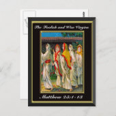 Matthew 25:1-13 The Foolish and Wise Virgins Black Briefkaart (Voorkant / Achterkant)