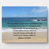 Matthew 25:35.36. Want ik had honger en je gaf me. Fotoplaat (Voorkant)