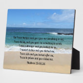 Matthew 25:35.36. Want ik had honger en je gaf me. Fotoplaat (Zijkant)