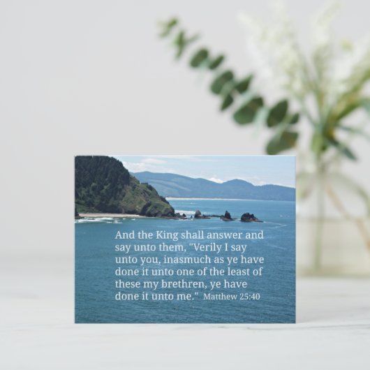 Matthew 25:40 En de koning zal antwoorden... Briefkaart (Staand voorkant)