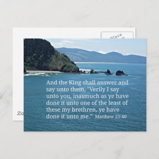 Matthew 25:40 En de koning zal antwoorden... Briefkaart (Voorkant / Achterkant)
