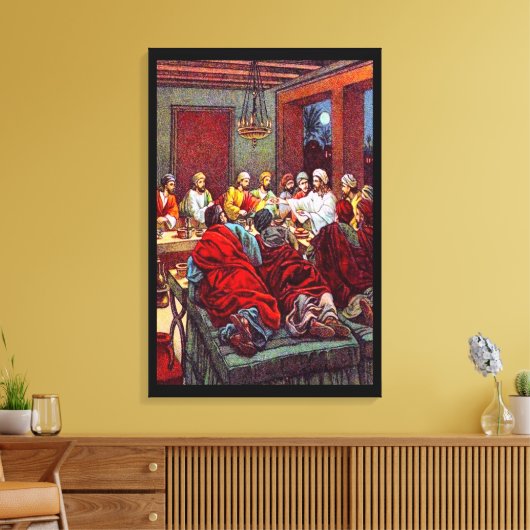 Matthew 26:17-25 het laatste Passover Canvas Afdruk (Insitu (Woonkamer))