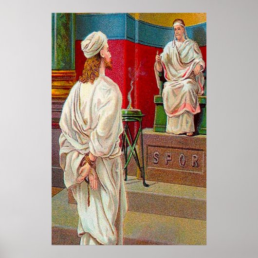 Matthew 27:11-26 Pilatus vraagt Jezus poster (Voorkant)