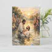 Matthew 28:19 Baptism Customizable Greeting Card Feestdagenkaart (Staand voorkant)