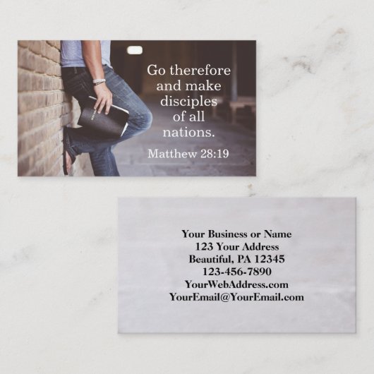 Matthew 28:19 ga daarom en maak disciples visitekaartje (Voorkant / Achterkant)