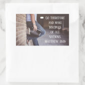 Matthew 28:19. Maak een onderscheid tussen alle na Rechthoekige Sticker (Tas)