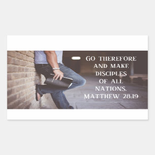 Matthew 28:19. Maak een onderscheid tussen alle na Rechthoekige Sticker