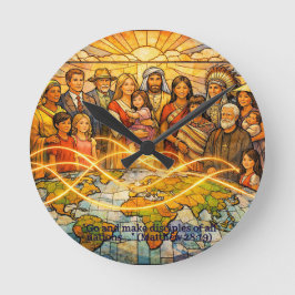 Matthew 28:19 Stained‑Glass Discipleship Clock Ronde Klok