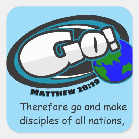 Matthew 28:19 vierkante sticker (Voorkant)
