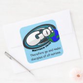 Matthew 28:19 vierkante sticker (Envelop)