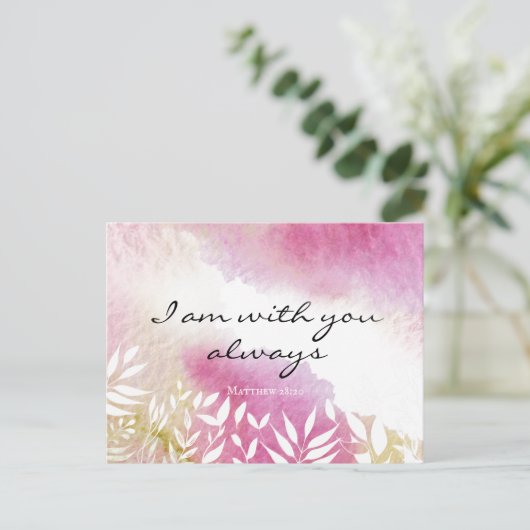 Matthew 28:20 ben ik altijd bij jou briefkaart (Staand voorkant)