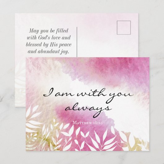 Matthew 28:20 ben ik altijd bij jou briefkaart (Voorkant / Achterkant)