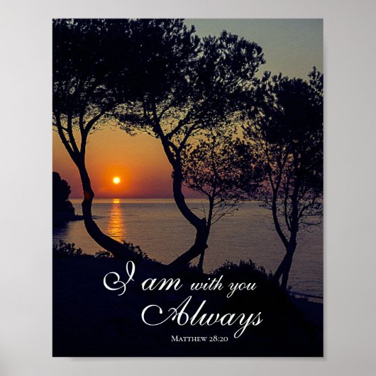 Matthew 28:20 ben ik bij jou altijd Golden Sunset Poster (Voorkant)
