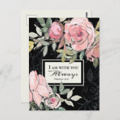 Matthew 28:20 ben ik bij jou altijd roze bloemen briefkaart (Voorkant / Achterkant)