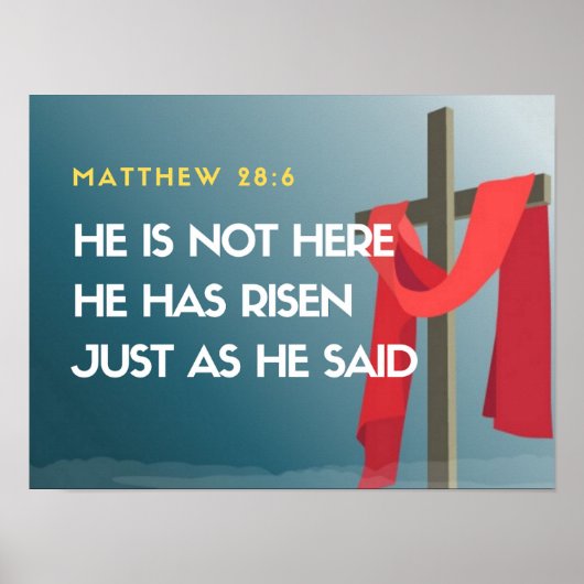 Matthew 28:6 Hij is hier niet, hij is Risen Poster (Voorkant)