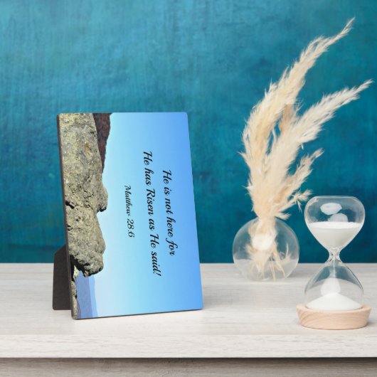 Matthew 28:6 Hij is hier niet, want hij is gestege Fotoplaat (Zijkant)