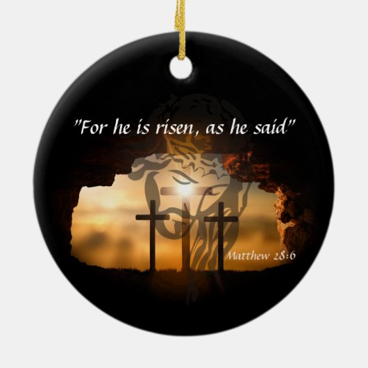 Matthew 28:6 keramisch ornament (Achterkant)
