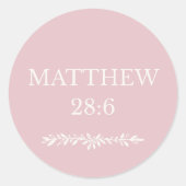Matthew 28:6 Scripture Sticker – Resurrection News (Voorkant)