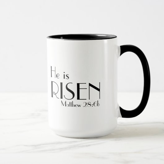 Matthew 28:6b Hij is de Risen Bijbelverse Mok (Rechts)