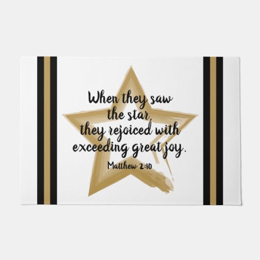 Matthew 2:10 kerstbijbel Verse Doormat Deurmat (Voorkant)