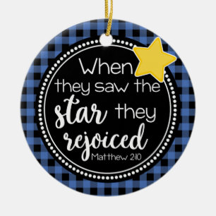 Matthew 2:10 Star Rejoiced Religious Faith Keramisch Ornament