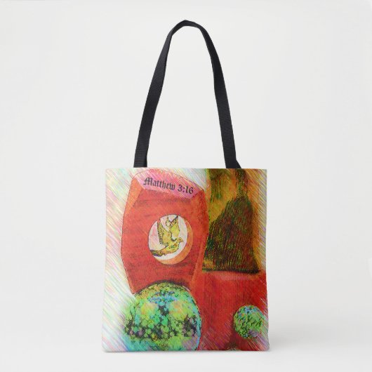 Matthew 3:16 Dove over Aarde Tote Bag (Voorkant)