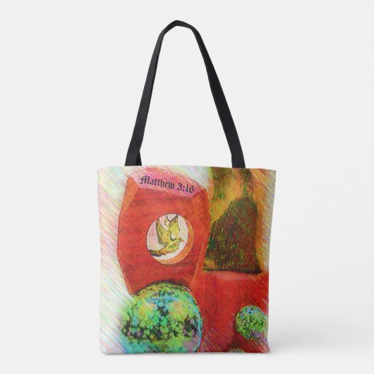 Matthew 3:16 Dove over Aarde Tote Bag (Achterkant)