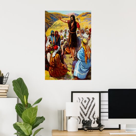 Matthew 3:7 12 John Preaches to the People Poster (Thuiskantoor)