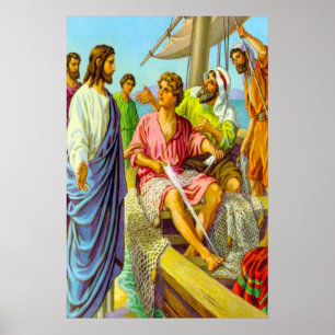 Matthew 4:18-22 Jezus roept vissers op om te volge Poster