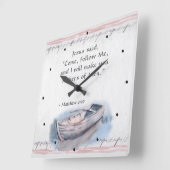 Matthew 4:19 Jezus zei: "Kom me volgen" Bijbel Vierkante Klok (Hoek)