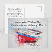 Matthew 4:19 Jezus zei: "Volg me Bijbelverse" Briefkaart (Voorkant / Achterkant)