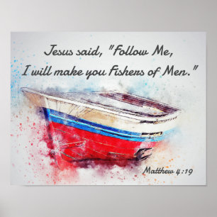 Matthew 4:19 Jezus zei: "Volg me Bijbelverse" Poster