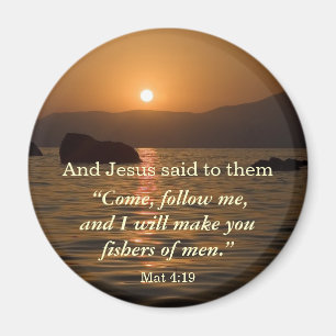 Matthew 4:19 sunset scripture magnet
