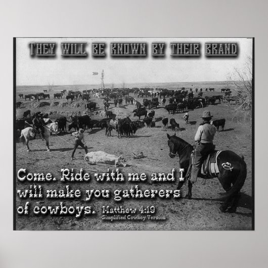 Matthew 4:19 Vereenvoudigde Cowboy versie Poster (Voorkant)