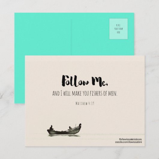 Matthew 4:19 - Vissers van Mannen Briefkaart (Voorkant / Achterkant)