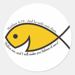 Matthew 4:19 vissers van Mannen Ronde Sticker